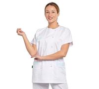 Hurry Jump Tunique medicale Femme Infirmière Aide soingante Blanche Parement rayé Vert Poches T2