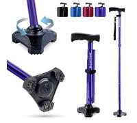 HurryCane Freedom Edition Canne pliante avec poignée en T Violet
