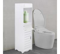 Hurrylying Armoire de toilette, armoire de salle de bain, support de papier toilette, meuble de sol autoportant, salon, bureau, chambre à coucher, buanderie, cuisine, blanc