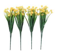 Hurrylying Lot de 4 Fleurs artificielles Fleurs Exotiques Vertes résistantes aux UV - Décoration d'intérieur et d'extérieur pour la Maison, Le Jardin, la mariée, Le Mariage, la fête (Jaune, 4 pièces)