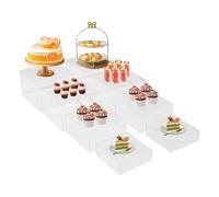 Hurrylying Lot de 8 supports en acrylique pour l'exposition, pour tables de buffet, décoration de gâteau, présentation, mariage et fête, pour rehausseurs de cupcakes (transparent)