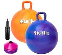Hurtle 2 Ballons Sauteurs Marbrés 3-12 Ans, Rose et Bleu, Poignée et Cônes | PVC non toxique renforcé, motif marbré, poignée ergonomique, 51 cm, base antidérapante texturée, 4 cônes inclus, 3 à 12 ans