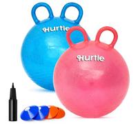 Hurtle 2 Ballons Sauteurs Pailletés 3-6 Ans, Bleu et Rouge, Pompe et Cônes