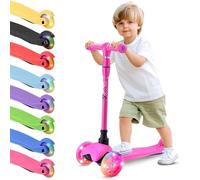 Hurtle Mini Kickboard Scooter pour Enfants - Trottinette 3 Roues Ajustable en Hauteur (25''-28'') avec Roues LED, Plateau Antidérapant, Jouet Léger, Amusement Intérieur/Extérieur, pour Enfants de 2 à