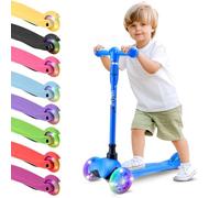 Hurtle Mini Kickboard Scooter pour Enfants - Trottinette 3 Roues Ajustable en Hauteur (25''-28'') avec Roues LED, Plateau Antidérapant, Jouet Léger, Amusement Intérieur/Extérieur, pour Enfants de 2 à