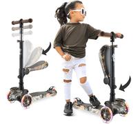 Hurtle Trottinette Enfant 2-en-1 avec Siège - Draisienne et Trottinette 3 Roues, Montage Facile, Hauteur Réglable, LED Roues, Plateau Antidérapant - pour Fille/Garçon 2 à 8 Ans