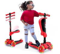 Trottinette Enfant - Hurtle - Rouge - 3 roues LED colorées - siège amovible Rouge G