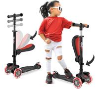 Hurtle Trottinette Enfant, Trottinette 3 Roues, Patinette Enfant Pliable avec Hauteur Ajustable, Plateau Antidérapant, LED Roues Lumineuses, Trottinette pour Fille/Garçon de 2 à 12 Ans