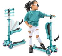 Hurtle Trottinette Enfant, Trottinette 3 Roues, Patinette Enfant Pliable avec Hauteur Ajustable, Plateau Antidérapant, LED Roues Lumineuses, Trottinette pour Fille/Garçon de 2 à 12 Ans