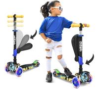 Hurtle Trottinette Enfant, Trottinette 3 Roues, Patinette Enfant Pliable avec Hauteur Ajustable, Plateau Antidérapant, LED Roues Lumineuses, Scooter pour Fille/Garçon de 2 à 12 Ans