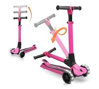 Hurtle Trottinette Enfant, Trottinette 3 Roues, Patinette Enfant Pliable, Roues LED Intégrées, Scooter Pliable avec Plateforme Large Antidérapante, Hauteur Réglable, Idéal pour Les Jeux Extérieurs