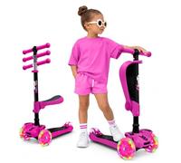 Hurtle Trottinette Évolutive 2-en-1 avec Siège, Draisienne 3 Roues | Montage facile, hauteur réglable, roues LED, plateau antidérapant - idéal filles et garçons de 2 à 8 ans