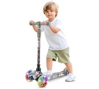 Hurtle Trottinette pour Tout-Petits avec Roues LED - Trottinette 3 Roues pour Enfants de 2 à 5 Ans, Guidon réglable de 25'' à 28'', Style Planche légère, Utilisation intérieure/extérieure, Plateau