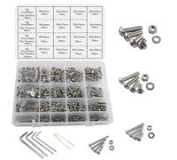 huruirui 1180pièces Jeu de Vis Boulons et Écrous M2 M3 M4 M5 304 vis à tête ronde en acier inoxydable kit de vis et d'écrous pour machine hexagonale avec boîte de rangement