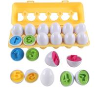huruirui 12pcs Jouet Montessori Œufs de Pâques Assortis - Chiffres et Reconnaissance des Couleurs Apprentissage Précoce Amusant Motricité Fine pour Fête d'anniversaire, Pâques, Journée Enfants
