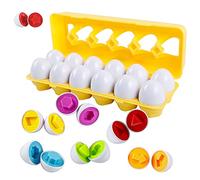 huruirui 12pcs Jouets D'oeufs Correspondant Puzzle Montessori Oeufs Éducatifs Géométrique Jouets, Enfants Enseignement Précoce Reconnaître Les Formes de Couleur Patchwork, 2 Ans Boîte à œufs Jou