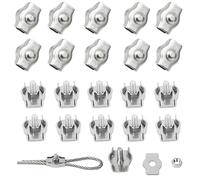 huruirui 20pcs M2 Serre Câble Acier Serre Cable Acier Inox 304 Clip Serre Corde Pince Cable Simplex Clips Pour Les Chantiers de Construction et Les Navires Corde à linge
