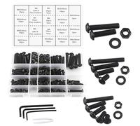 huruirui Jeu de Vis Boulons et Écrous,M5 M6 M8 Noir Hex Socket Head Cap Vis et écrous Kit, Filetage Machine Boulons et Écrous Ensemble Outils Assortiment Kit 310pièces