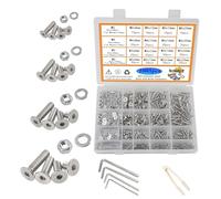 huruirui M2 M3 M4 M5 Dadi e Bulloni Rondelle Set Assortito, 1065pcs Hex Socket Cap Vite 304 Bulloni e Dadi in acciaio inossidabile Kit, Filettatrice Hex Bolt Set Fastener Repair Tools Assortiment Kit