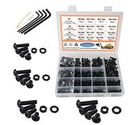 Huruirui M2-M5 Écrous et Boulons Assortis, 1180 Pcs Noir Hex Socket Head Cap Vis Kit, Filetage Machine Ensemble Outils Assortiment