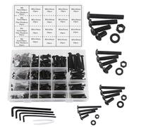 huruirui M3 M4 M5 M6 Jeu de Vis Écrous et Boulons, 500pièces Noir Hex Socket Head Cap Vis et Écrous, Filetage Machine Boulons et Écrou Ensemble Outils Assortiment Kit