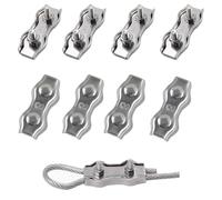 huruirui M3 Serre Câble Acier Serre Cable Acier Inox 304 Clip Duplex Serre Corde Pince Cable Pour Les Chantiers de Construction et Les Navires Corde à linge Auvent Pour Ø 3mm Cable Acier 8pcs