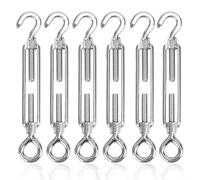 huruirui M4 Tendeur Cable 304 Acier Inoxydable Réglable Crochet De Ridoir Et Oeil Tendeur Fil a Linge Tendeurs Elastique avec Crochets Fil Cable Acier De Fer Cloture Et Corde Linge Exterieur 6pcs