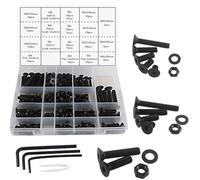 huruirui M5 M6 M8 Jeu de Vis Boulons et Écrous, Noir Hex Socket Head Cap Vis et Écrous Kit,Filetage Machine Boulons et Écrou Ensemble Outils Assortiment Kit 310Pièces