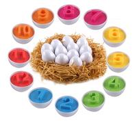 huruirui œUfs Assortis Jouet Oeuf de Pâques pour Enfants de 1, 2, 3 Ans Numéros et Couleurs Identification Montessori Jouet Enseignement Précoce Motricité Fine Pâques Fête Enfants Anniversaire 12pcs