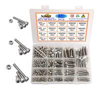 huruirui Vis et écrous Boulons M3 M4 M5 M6 304 Vis Hexagonales Intérieures en Acier Inoxydable Kit de Boulons et D'écrous Vis Hexagonales en Avec Boîte de Rangement 320pcs