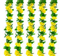 Huryfox Guirlandes de Fleurs Artificielles - 5 brins 230 cm Longueur Fleurs Vigne pour décorations, Arche de Roses Jaune avec Un Design réaliste pour Les Mariages intérieurs/extérieurs, Les fêtes