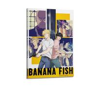 HURYWRTTH Poster sur toile avec motif poisson bananier - Impression sur toile vintage pour salon, chambre à coucher - 20 x 30 cm - Style cadre