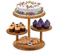 HURZMORO Présentoir à cupcakes rond à 4 niveaux pour 50 cupcakes, présentoir à gâteaux en bois avec plateau décoratif à étages, plateau décoratif à étages, fête prénatale, thé