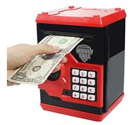HUSAN Tirelire électronique avec Automatique Argent Faire défiler, Mini ATM Coffre-Fort,Économiser de l'argent Jouet pour Les Enfants, Anniversaire Cadeau de Noël pour garçons et Filles (Rouge)
