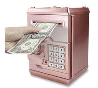 HUSAN Tirelire électronique Mini ATM Tirelires Money Box, Boîte de pièce de Monnaie Économiser de l'argent Jouet pour Les Enfants, Anniversaire Cadeau de Noël pour garçons et Filles (Or Rose)
