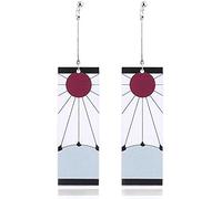 HuSang Demon Slayer Tanjiro Boucles d'oreilles Tanjirou Anime Cosplay Boucles d'oreilles pendantes Accessoires Halloween (broche blanche)