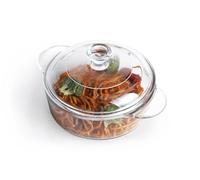 HUSANMP Rond Plat à Rôtir de Verre Thermorésistant, Cocotte avec Couvercle en Verre, Plat à gratin en verre Casserole en verre pour four, congélateur et lave-vaisselle (1L)