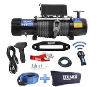 Husar Winch Treuil électrique 12000 lbs | 5443 kg 12V avec Corde Synthétique 26m x 10.2mm,Commande sans fil,Transmission Planétaire à 3 étages,Idéal Pour,Véhicules Tout-Terrain,Véhicules 4x4,OFF-ROAD