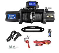 Husar Winch Treuil électrique 12000 lbs | 5443 kg 12V avec Corde Synthétique 26m x 10mm,Commande sans Fil,Transmission Planétaire à 3 étages,Idéal Pour,Véhicules Tout-Terrain,Véhicules 4x4,OFF-ROAD