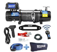 Husar Winch Treuil électrique 13000 lbs | 5897 kg 12V avec Corde Synthétique 28m x 10mm,Commande sans fil,Transmission Planétaire à 3 étages,Idéal Pour,Véhicules Tout-Terrain,Véhicules 4x4,OFF-ROAD
