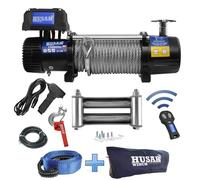 Husar Winch Treuil électrique 13000 lbs | 5897 kg 24V avec Corde en Acier 26m x 10 mm,Commande sans fil,Transmission Planétaire à 3 étages,Idéal Pour,Véhicules Tout-Terrain,Véhicules 4x4,OFF-ROAD