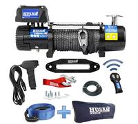 Husar Winch Treuil électrique 13000 lbs | 5897 kg 24V avec Corde Synthétique 28m x 10mm,Commande sans fil,Transmission Planétaire à 3 étages,Idéal Pour,Véhicules Tout-Terrain,Véhicules 4x4,OFF-ROAD