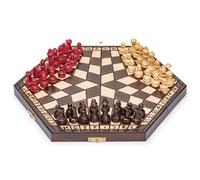 Husaria Jeu d'échecs à Trois Joueurs en Bois - 32 centimètres - avec Plateau Pliable, Pièces de Jeu Faites à la Main et Rangement Doublé de Feutre