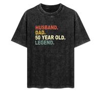 Husband Dad 50 Year Old Legend Unisex T-Shirt Printed Tee Graphic Top Men Black Shirt XXL