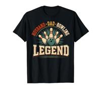Husband Dad Bowling Legend Funny Bowler Father T-Shirt Graphique avec Valeur, Homme, Noir, M