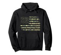 Husband Dad Protector Hero for Christmas Camo American Flag Sweat à Capuche