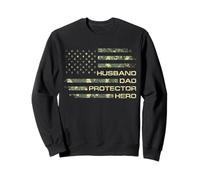 Husband Dad Protector Hero for Christmas Camo American Flag Sweatshirt