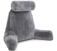 Husband Pillow - Dark Grey Oreiller de Lecture avec Bras - Assis Haut avec de la Mousse mémoire déchiquetée de qualité supérieure, Rouleau détachable sur Le Cou