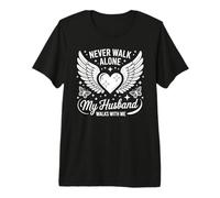 Husband Walks with Me Widow Deuil Wife T-Shirt Haut de Gamme