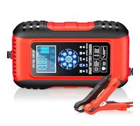 Husgw 12V/24V 10A Chargeur Batterie Lithium, Chargeur Batterie Voitures avec Écran Tactile, 11 Protections Charge&Fonction Réparation, Sécurité Enfant pour Voiture Moto Camion, AGM, Gel, Wet, LiFePO4
